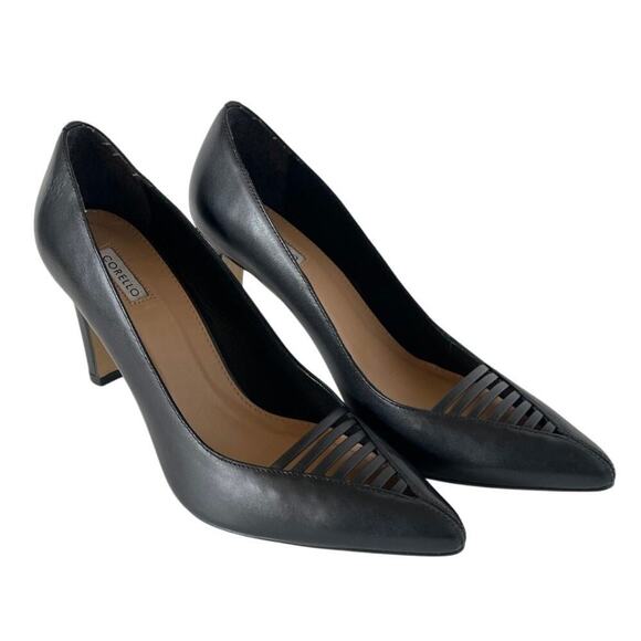 NWOT Corello Black Chunky Heel Pumps with Top Slits • Minimalist • Size 9 ⬇️ - Picture 1 of 4